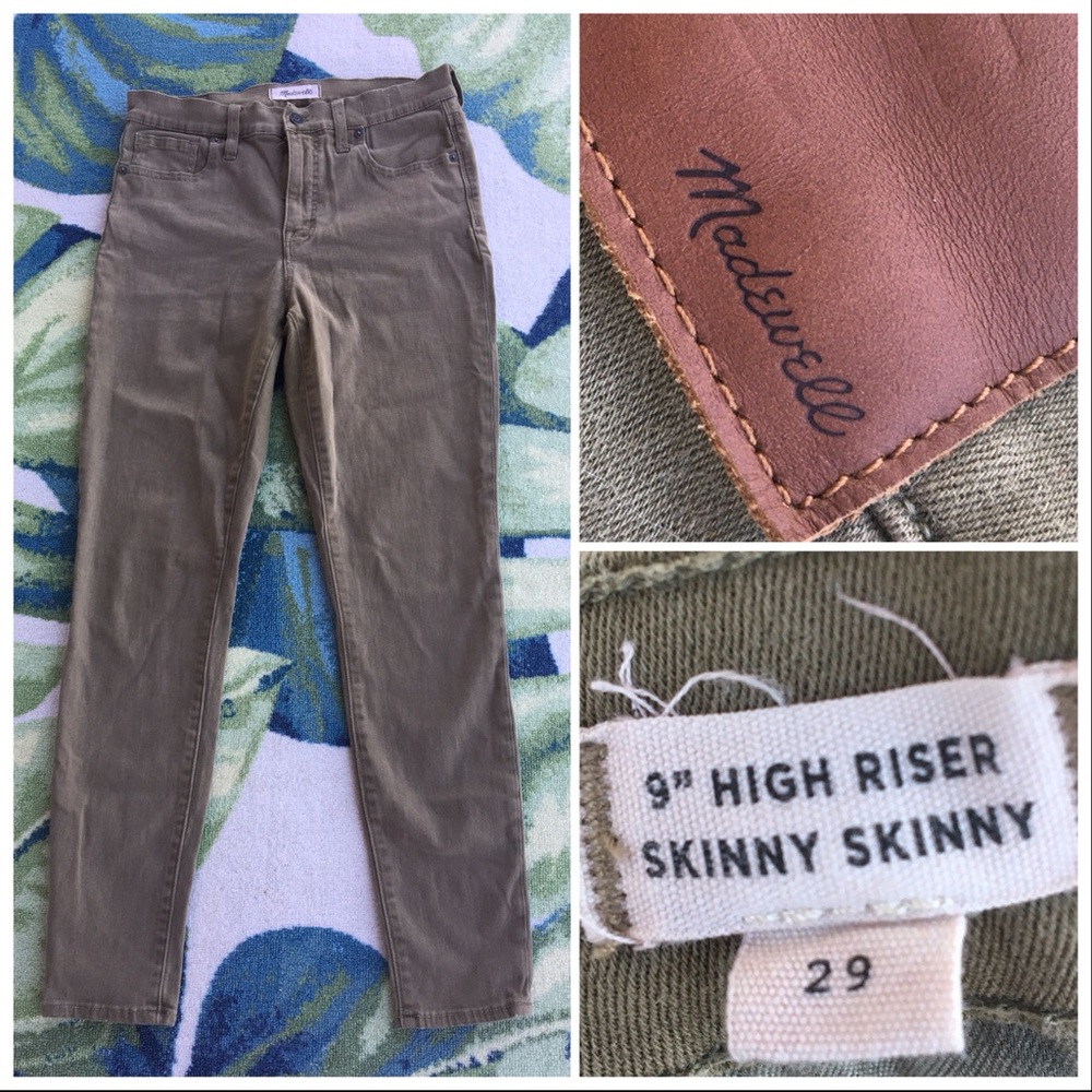 Madewell High Riser Skinny Olive Green Jeans 29